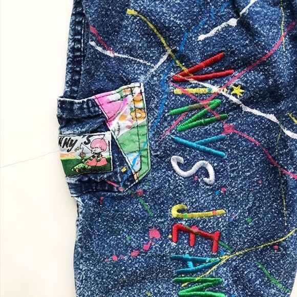 Vintage Vinys Jean paint splatter overalls jumper VGUC tagged as 5-6Y fits 2/3T - Picture 4 of 10